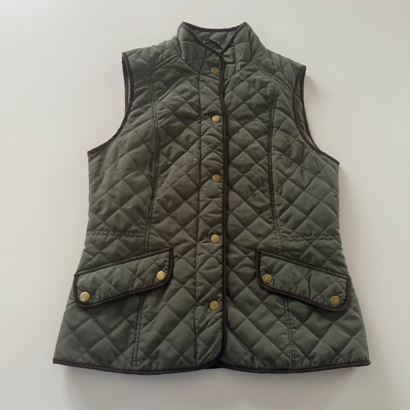 G.H. Bass & Co-Green Quilted-Vest-Snaps-Equestrian-Preppy-Classic-Size XS - Picture 1 of 9